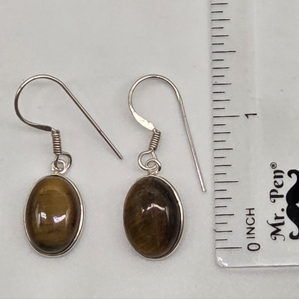 NWOT Handmade Small Tiger's Eye Dangle Earrings